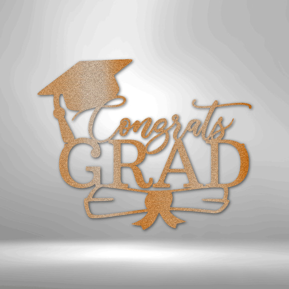 Congrats Grad Cap Steel Sign Laser Cut Powder Coated Home & Office Metal Wall De